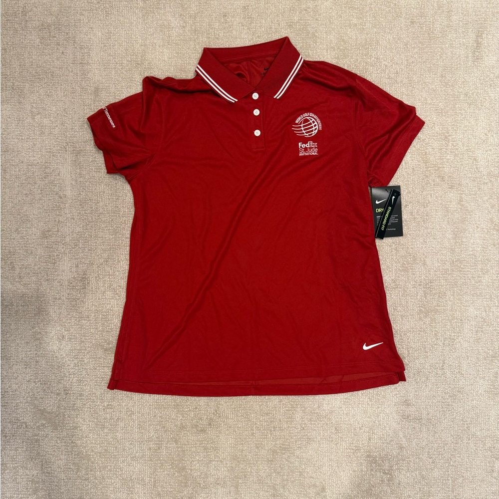 Nike Women's Red Button Down Polo Shirt